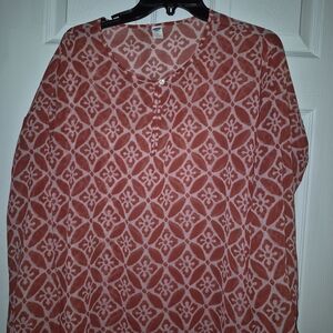 Old Navy Red and White Patterned Blouse